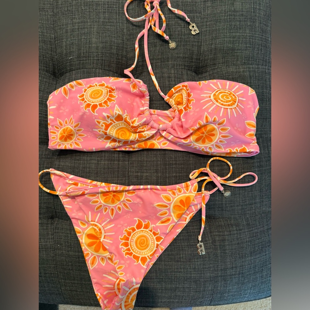 Pink & Orange Blackbough Swimsuit Matching Set Size XXL